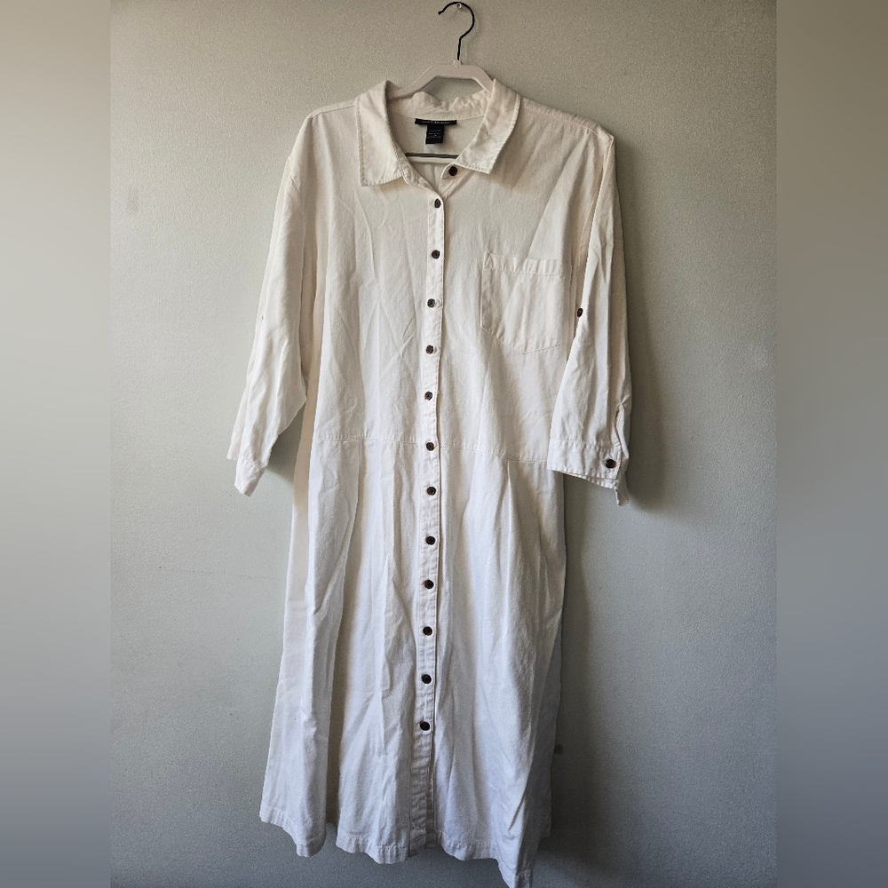 Ashley Stewart White Cotton Dress Size 26